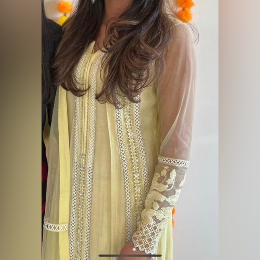 Aisha Farid Lime Green Pakistani dress